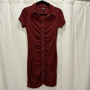 Burgundy collared mini dress